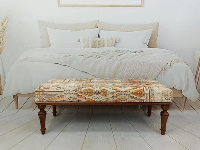 handmade sitting bench, piano bench, dining table bench, entry bench, kilim pouf - Image 1 of 4