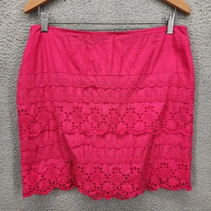 G.H. Bass & Co. Größe 12 Ösenrock Stufen Hot Pink Baumwolle Freizeit Mini Reißverschluss - Bild 1 von 8