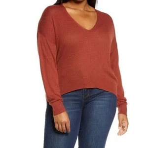 BP. Women's V-Neck Lightweight Cotton Blend Sweater in Brown Henna Medium $39 - Picture 1 of 5
