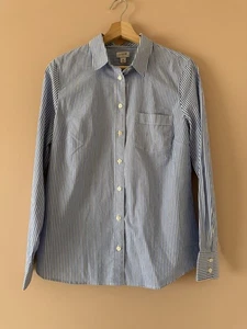 J . Crew Baumwoll Popeline Knopfleiste Signature Fit Hemd Preppy Maritim Bescheiden M - Bild 1 von 10