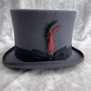 Jaxon Top Cappello Uomo Raso Foderato Topper 100% Lana Grigio Taglia:7-3/8 - Foto 1 di 7