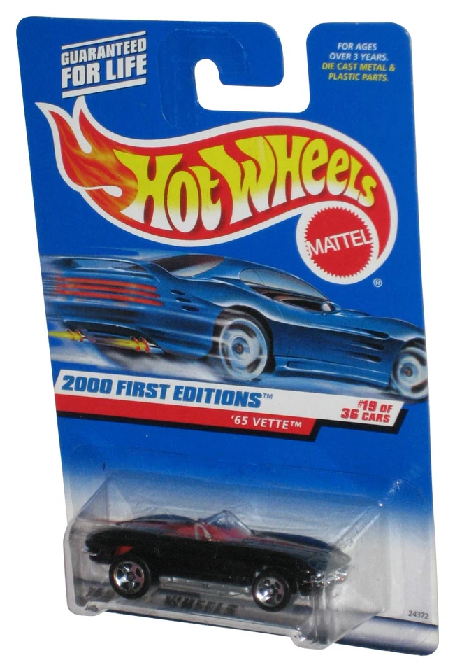 Hot Wheels 2000 First Editions 19/36 Black '65 Vette Die-Cast Toy Car #079 - Image 1 of 1