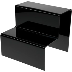 Plymor Black Acrylic 2-Step Solid Back Display Stairs, 8.125" H x 9" W x 8.25" D - Picture 1 of 2