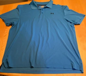 UNDER ARMOUR HEAT GEAR EMBROIDERED LOGO SHORT SLEEVE BLUE POLO SHIRT SZ XXL - Picture 1 of 4