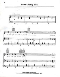  Bob Dylan Autographed Sheet Music "North Country Blues"