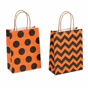 Medium Halloween Pattern Kraft Paper Gift Bags, Party Supplies, 12 Pieces - Picture 1 of 2