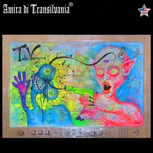 multi colored art painting contemporary artist original pop home decor alien art - Picture 1 of 24