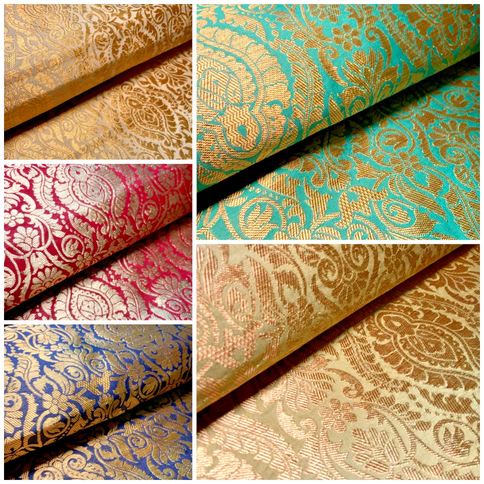 £12.99 Ornamental Damask Brocade Wedding Banarsi Fabric 147 cm wide M1567 - Image 1 of 1