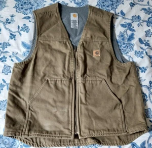Carhartt Brown Canvas Lined Outdoor Vest Size L Regular-Super Warm! V19 BRK - Picture 1 of 7