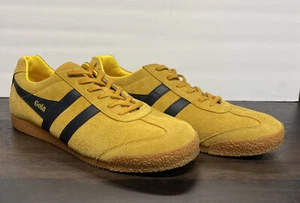 Gola Harrier Suede Mens Sun Navy Classic Trainers Shoes Size 13 Golden Yellow - Picture 1 of 8