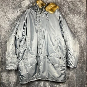 Parka clima freddo estremo taglia 3XL grigio cappuccio pelliccia sintetica esercito pesante grande - Foto 1 di 6