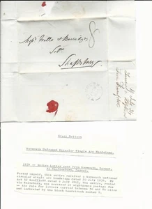 GB - QV - 1834 Pre stamp letter from Weymouth Dorset to Shaftesbury Dorset - Picture 1 of 2
