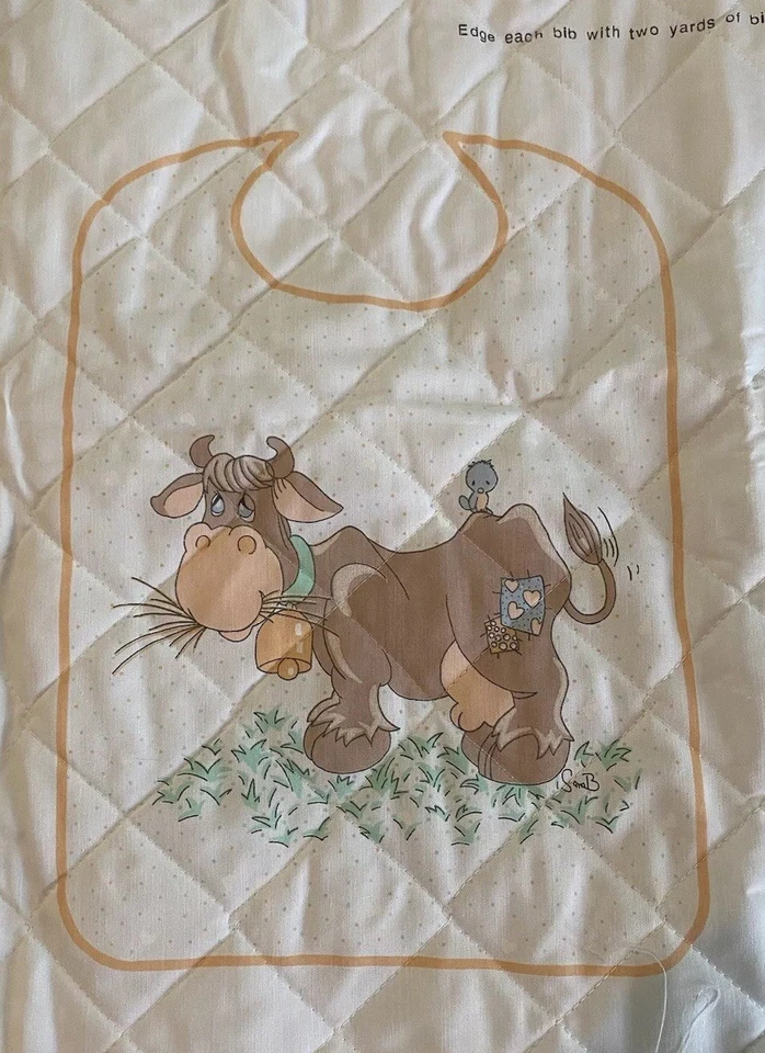 Precious Moments Quilted Baby Bib Fabric Panel 9"x12" Samuel Butcher Spectrix - Image 1 of 4