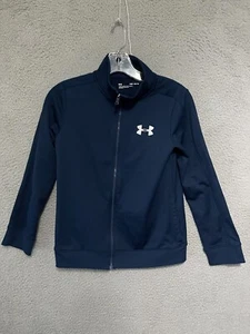 Under Armour Boys Track Jacket Blue Size Youth Medium Full Zip Kids - Picture 1 of 5