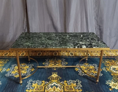 Table basse Maison Jansen 1960 marbre vert - Photo 1/4