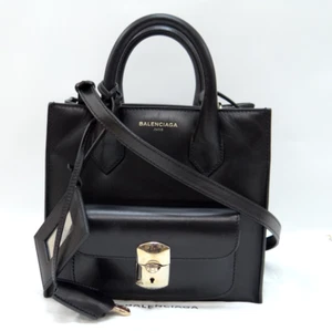 BALENCIAGA Hand Shoulder 2way Bag Mini All Afternoon Black Leather 74210671600 2 - Picture 1 of 24