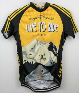 Camiseta deportiva de ciclismo Strgao Cycling Club para hombre mediana con cremallera completa dorada amarilla negra multi - Imagen 1 de 6