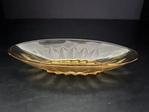 Vintage 9"" Mid-Century Bernstein Glas Oval Genuss/Sellerie/Süßigkeiten/Münze Geschirrtablett + BOX - Bild 1 von 5
