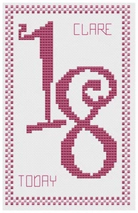 Kit o modello di biglietti punto croce rosa 18° compleanno - by Florashell - Foto 1 di 1