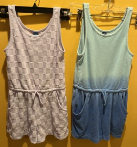 Lot of 2 OLD NAVY Girls Terry Cloth Rompers Sleeveless Girls SIZE 8 Purple Blue - Picture 1 of 7