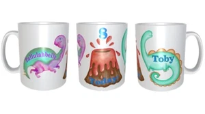 Dinosaurios Prehistóricos Personalizados Niños TU NOMBRE Té Chocolate Caliente Taza Taza Regalo - Imagen 1 de 23