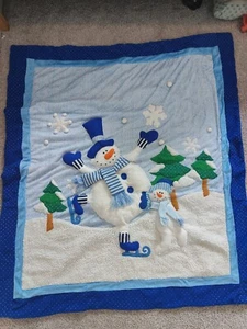 3D Snowman Plushie Blanket Christmas Throw Holiday Cover Sherpa Kitsch 51x58 in. - Picture 1 of 15