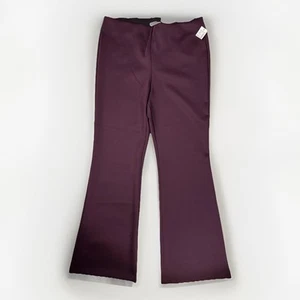 Maurices Women’s Sz Large Maroon Purple Flare High Rise Nylon Pull On Pants - Picture 1 of 8