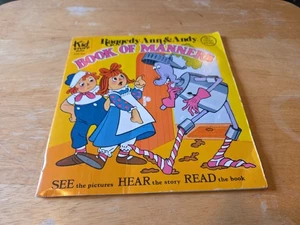 RAGGEDY ANN & ANDY Book of Manners Kid Stuff Records Book & 45rpm Record 1980 - Foto 1 di 3