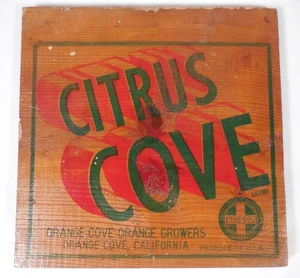 Wood Crate Fruit Advertising Box End Section: Citrus Cove Brand Oranges - Picture 1 of 6