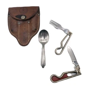 Vintage 1942 Pat. Geo Schrade BSA Pfadfinder Gabel Messer Löffel Utensil Mess Kit - Bild 1 von 12