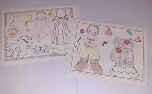 Tarjetas de felicitación Michel & Co vintage años 80 muñecas de papel feliz cumpleaños - Imagen 1 de 6