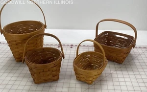 Longaberger Basket Lot: Medium Berry Basket/Round Swing Handle Basket+ - Picture 1 of 8