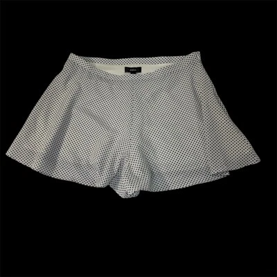 New Aqua Women’s High Rise Flare Fit White Shorts With Black Polka Dots Size L - Image 1 of 4
