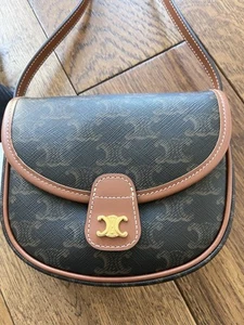 Celine Mini Besace Triomphe Canvas And Calfskin Bag - Picture 1 of 13