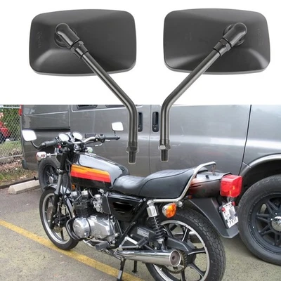For Kawasaki KZ650 KZ1100 KZ550A KZ650F KZ750E Rectangle 10MM Rearview Mirrors - Image 1 of 4