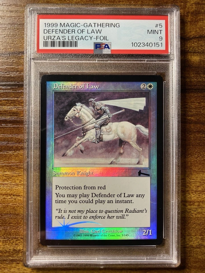 MTG✨DEFENDER OF LAW FOIL✨Urza’s Legacy PSA 9 MINT Creature CRITCHLOW Art POP 1 ! - Image 1 of 4