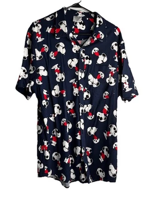 Peanuts Joe Cool Snoopy Mens Short Sleeve Button Up Shirt Size XL - Image 1 of 4