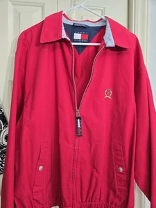 Vintage Tommy Hilfiger jacket mens medium long sleeve 100% cotton Full Zip - Picture 1 of 9