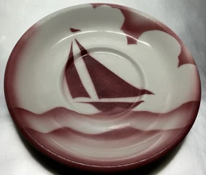 JACKSON CHINA* KALBERER HOTEL SUPPLY CO * RED & WHITE * SAILBOAT * SAUCER - Picture 1 of 3