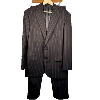 Vintage Polo Ralph Lauren Made in USA 100% Wool Black Pinstripe Suit 42 - Image 1 of 4
