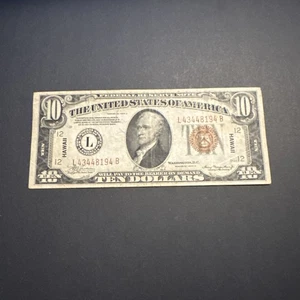 Hawaii Emergency $10 1934A WWII USA Federal Reserve Note Block Circulated - Picture 1 of 2