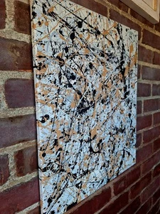 Original Abstract Action Painting jackson pollock style signed art decor paint - Picture 1 of 12