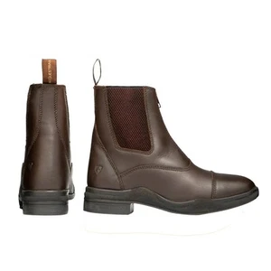 Hy Equestrian Fleece Lined Wax Leather Zip Jodhpur Boots - Brown - Picture 1 of 3