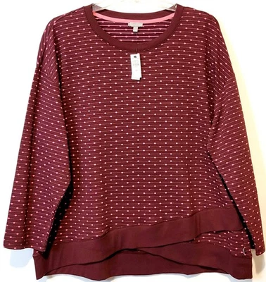 NWT T by Talbots Jacquard Wrap Hem Pullover Dotted Long Sleeve Crew Neck Size 3X - Image 1 of 4
