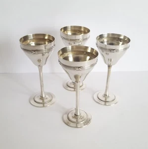 Quattro rare tazze da liquore stile liberty firmate argentate del 1900 - Foto 1 di 1