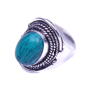 Green Turquoise Gemstone Designer Gemstone Handmade Jewelry Ring Size 7.5 R642 - Picture 1 of 4