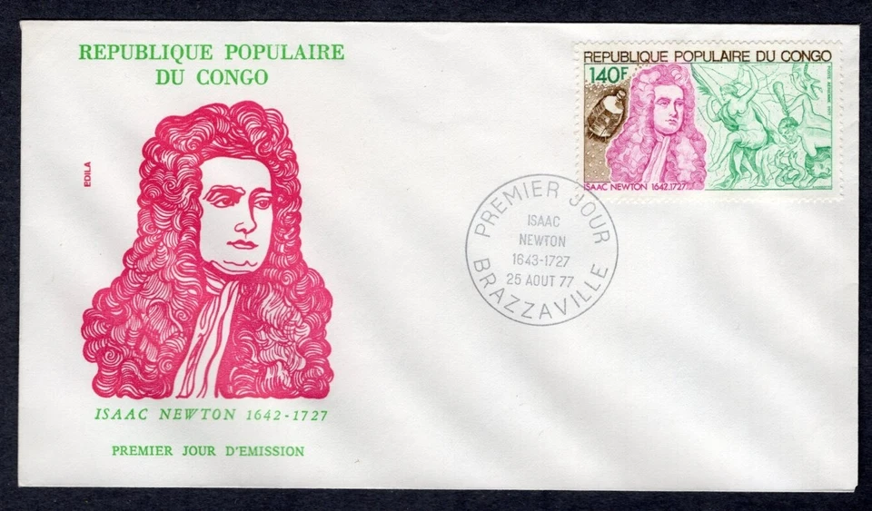 SIR ISAAC NEWTON PHYSICS ASTRONOMY 1977 CONGO FDC - Image 1 of 1