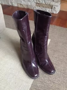 M-Delgado TJ Nine West dunkel kastanienbraun Reißverschluss Stiefel hoher Absatz 3,5" Größe -8,5M - Bild 1 von 9