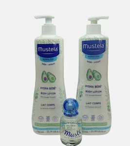 Mustela Hydra Bebe Loción Corporal 25.35 fl oz - Mustela Musti Eau de Soin 1.69 3 piezas - Imagen 1 de 1