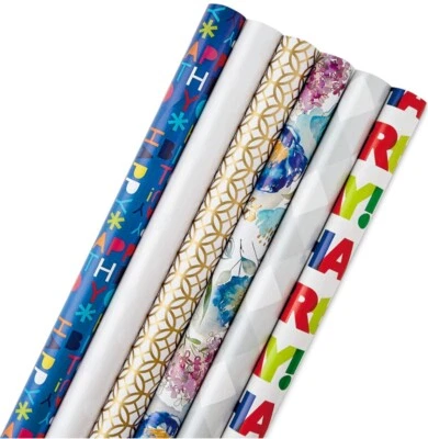 6 Hallmark Birthday Wrapping Paper Rolls for Graduation, Wedding, Baby Shower - Image 1 of 4